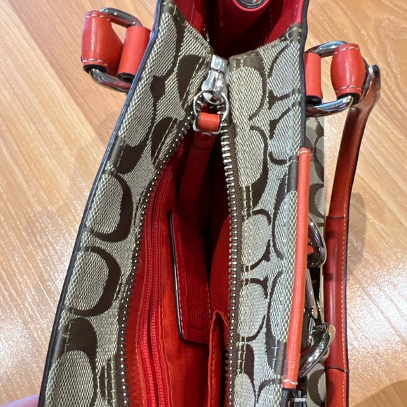 Vintage Coach Signature Hampton Braided Coral Trim Purse Handbag F13065 - Picture 9 of 15